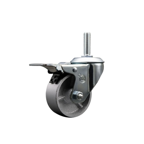 3 Inch Semi Steel Wheel Swivel 34 Inch Threaded Stem Caster Total Lock Brake SCC